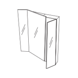 Pan Mirror with side cabinet, reversible right or left